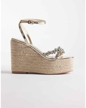 SIMMI Simmi London Hazel Embellished Espadrille Wedge Sandals - Natural