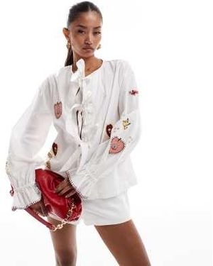 Never Fully Dressed Heart Embroidered Shirt - White