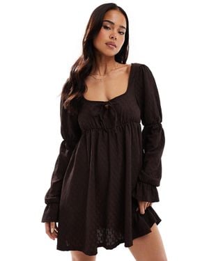 Miss Selfridge Long Sleeve Milkmaid Smock Dress - Black
