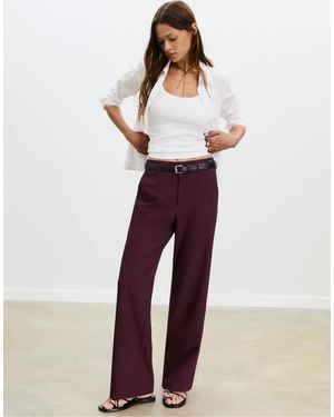Stradivarius Flowing Straight-leg Smart Trousers With Belt - Red