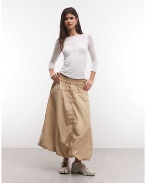 ASOS Parachute Midi Bubbelrok Van Technische Nylon - Naturel