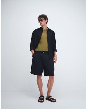 Tommy Hilfiger Relaxed Linen Mix Pleated Shorts With Belt - Blue