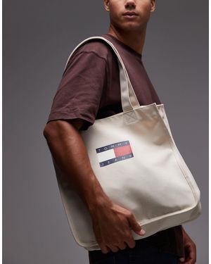 Tommy Hilfiger Heritage Flag Canvas Tote Bag - Brown