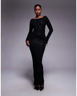 ASOS Long Sleeve Twist Front Cut Out Back Maxi Dress - Blue