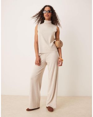 Mango Light Weight Knitted Trouser Co-ord - Natural