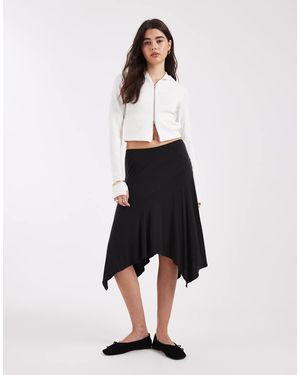 Cotton On Falda Midi Negra Asimétrica Sandy De - Blanco