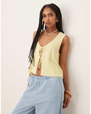 Jdy Tie Front Knitted Vest - Blue