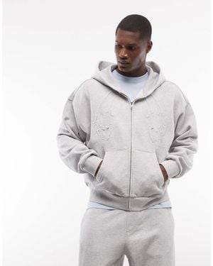 Weekday Co-ord Square Zip Through Hoodie - Gray