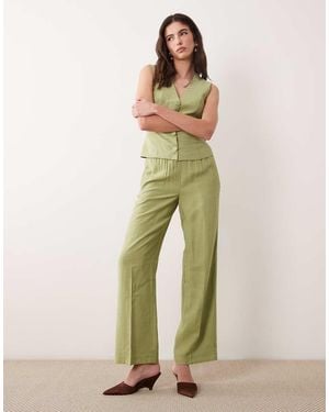 Vila Tailored Mid Waist Trousers Co-ord - Green