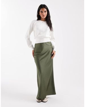 ASOS Satin Bias Maxi Skirt - Green