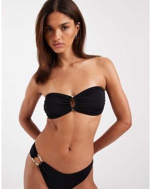 Vero Moda Top Bikini A Fascia Con Dettagli - Nero