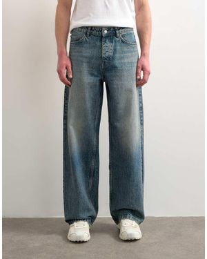 TOPMAN Jeans Ampi Rigidi Lavaggio Medio - Blu