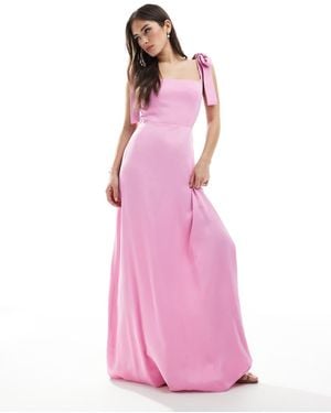 Maids To Measure Vestito Lungo Da Damigella Color Orchidea Con Spalline Annodate - Rosa