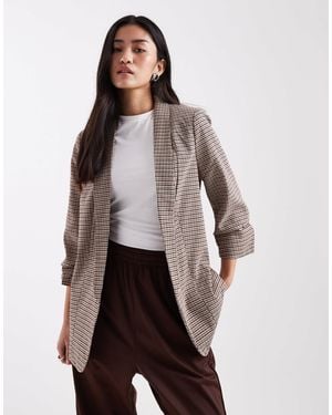 Pieces Ruched Sleeve Blazer - Gray