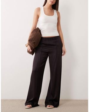 Mango Satin Straight Leg Pants - Black
