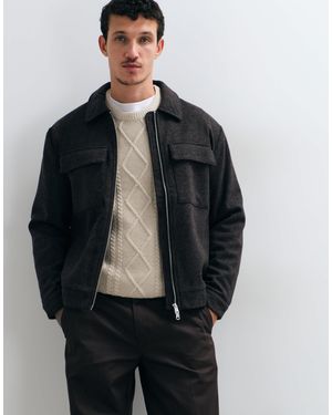 Only & Sons Zip Through Collared Wool Jacket - Black