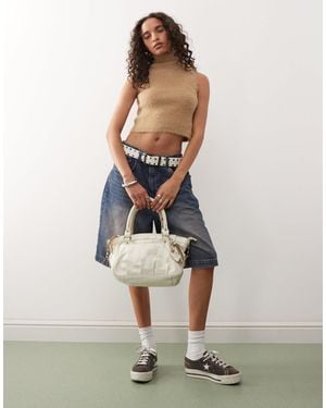 Collusion Fluffy Roll Neck Knitted Vest - White