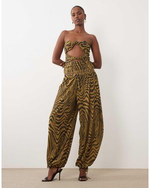 ASOS Co-ord Printed Mesh Balloon Trouser - Natural
