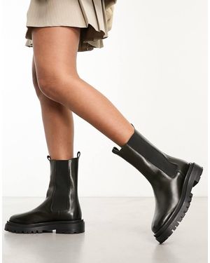 Walk London Botas Chelsea Verde De Cuero Dana De - Negro