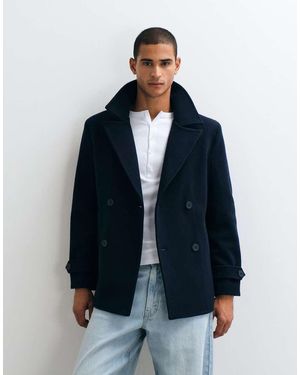 Threadbare Double-Breasted Jack Van Imitatiewol - Blauw