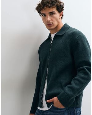 ARKET Cardigan aus wolle mit reißverschluss und polokragen - Blau