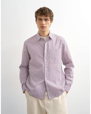 TOPMAN Relaxed Fit Stripe Shirt - Purple