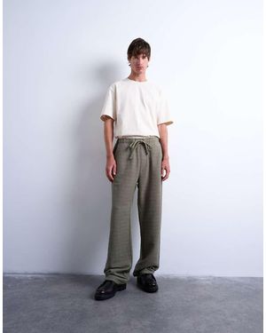 TOPMAN Pantalones Caquis Holgados De Tejido Texturizado De -Verde - Multicolor