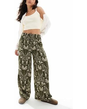 Wednesday's Girl Tropical Print Trousers - Green