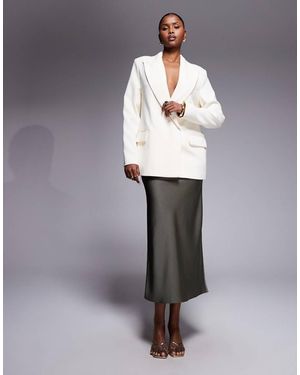 River Island Falda Larga De Satén De -Verde - Gris