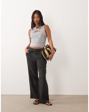 JDY Petite Pantalon large en gaze - délavé - Blanc