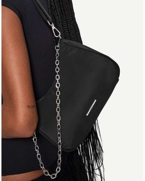 Bershka Satin Crossbody Bag With Chain - White