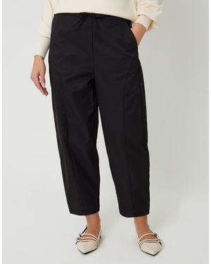 Threadbare Curved Seam Barrel Leg Trousers - Black
