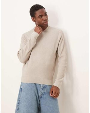 Mango Cotton Blend Ribbed Jumper - Natural