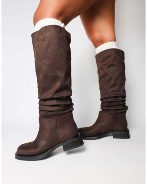 SIMMI Amrose Ruched Heeled Boots - Brown