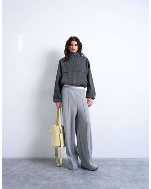 TOPSHOP Brushed Pintuck Trousers - Grey