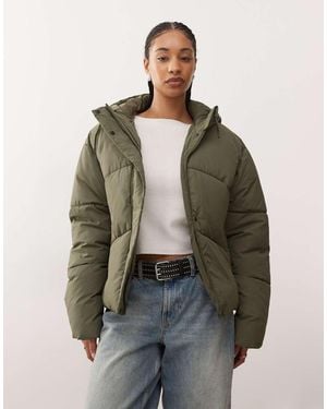 Noisy May Hooded Puffer Jacket - Green