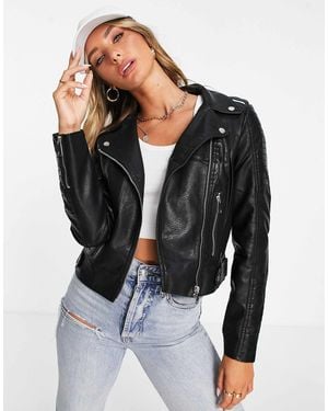 Vero Moda Faux Leather Biker Jacket - Black