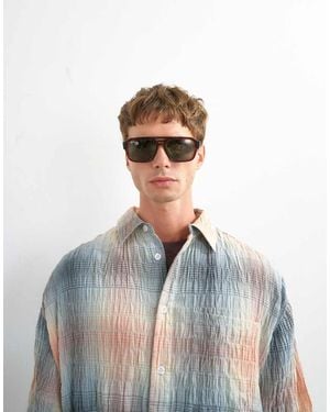 TOPMAN Oversized Fit Geruit Overhemd Met Kreukeffect - Wit