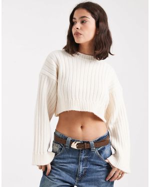 ASOS Pull court en maille à larges côtes - Blanc