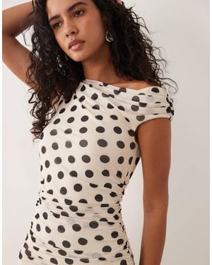 AFRM Chaska mesh one-shoulder-minikleid mit en punkten - Weiß