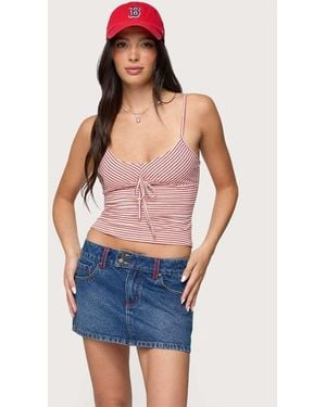 Edikted Tova Striped Scoop Tank Top - Blue