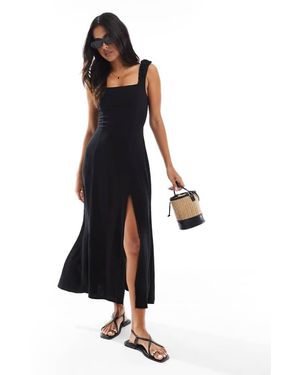 Stradivarius Midi Melkmeisjesjurk Met Split - Blauw