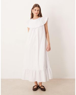 Glamorous Boho Chuck On Ruffle Detail Midaxi Dress - Natural