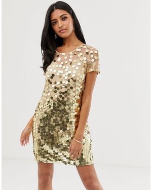 French Connection Basu Sequined Shift Dress - Metallic