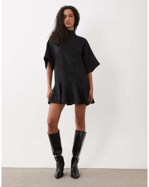 ASOS Funnel Neck Relaxed Mini Dress - Black