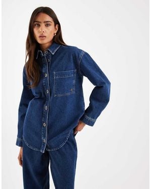 4th & Reckless Denim Overhemd Met Knoopsluiting En Structuur - Blauw