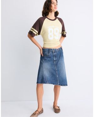 Stradivarius Asymmetrische Midi-Rok - Blauw