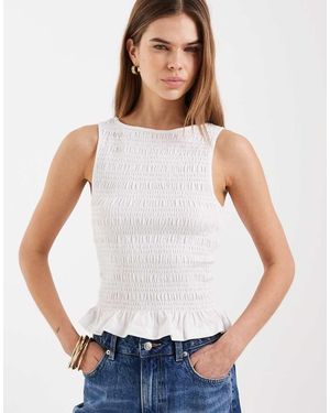 ONLY Sleeveless Shirred Smock Top - White