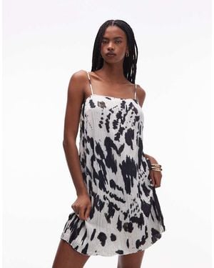 TOPSHOP Trapeeze Crinkle Mini Dress - White