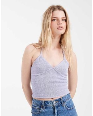 Cotton On Sparkle Knit Halter Neck Top - Purple
